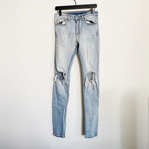 MNML Distressed Skinny Denim Light Blue Jeans 30